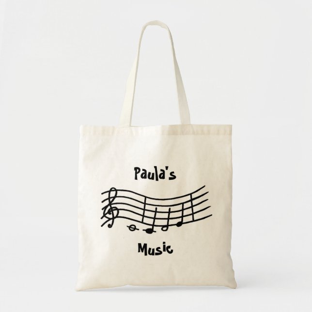 Personalized Name, music notes wavy scale, bag (Front)