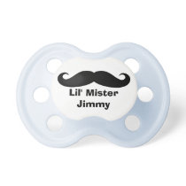Personalized name mustache pacifier for baby