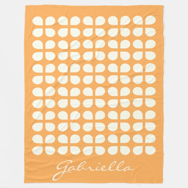 Personalized Name Mustard Yellow Geometric Warm Fleece Blanket (Front)