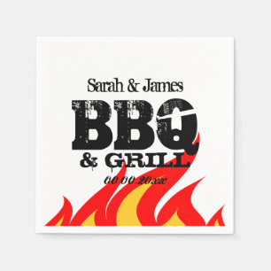 Personalized name napkins for BBQ wedding party