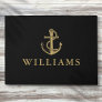 Personalized Name Nautical Anchor Black And Gold Doormat