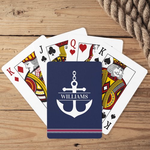 Personalized Name Nautical Anchor Poker Cards