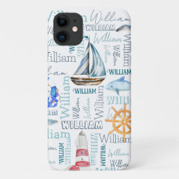 Personalized name nautical marine sailing iPhone 11 case