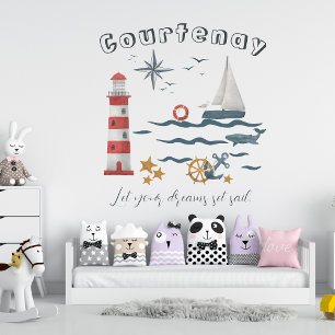 Personalized Name Nautical Ocean Sailboat Wall Decal
