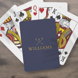 Personalized Name Navy Blue And Gold Golf Clubs Playing Cards