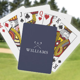 Personalized Name Navy Blue And White Golf Clubs Playing Cards