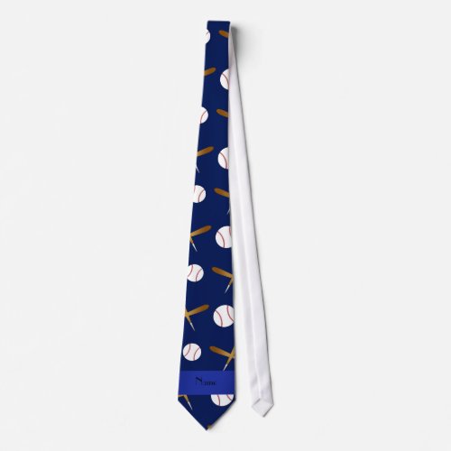 Personalized name navy blue baseball neck tie