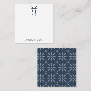 Personalized Name Navy Blue Bow Note Card