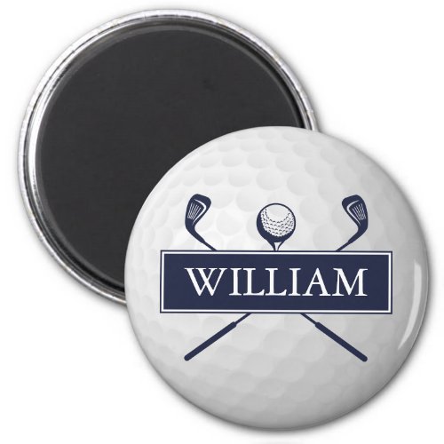 Personalized Name Navy Blue Golf Ball  Magnet