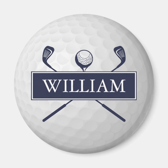 Personalized Name Navy Blue Golf Ball  Magnet (Front)