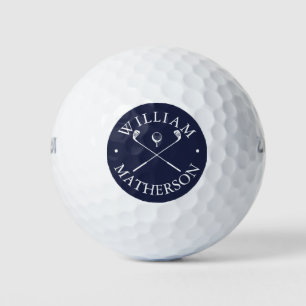 Personalized Name Navy Blue Golf Clubs Balls