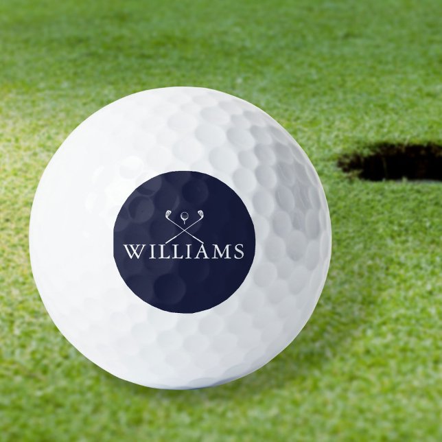 Personalized Name Navy Blue Golf Clubs Balls (Personalized Name Navy Blue Golf Clubs Golf Balls)