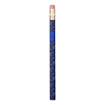 Personalized Name Navy Blue Hockey Pattern Pencil by Brothergravydesigns at Zazzle