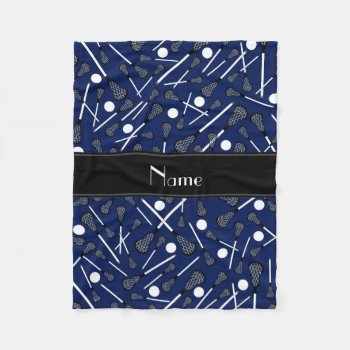 Personalized Name Navy Blue Lacrosse Fleece Blanket by Brothergravydesigns at Zazzle