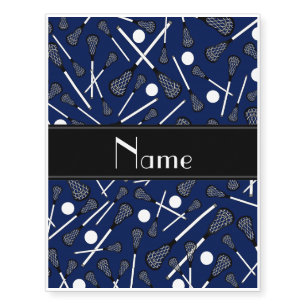 Personalized name navy blue lacrosse temporary tattoos