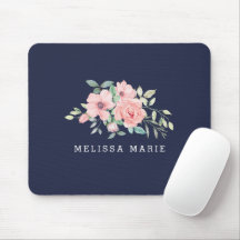 Personalized Name Navy Floral Watercolor