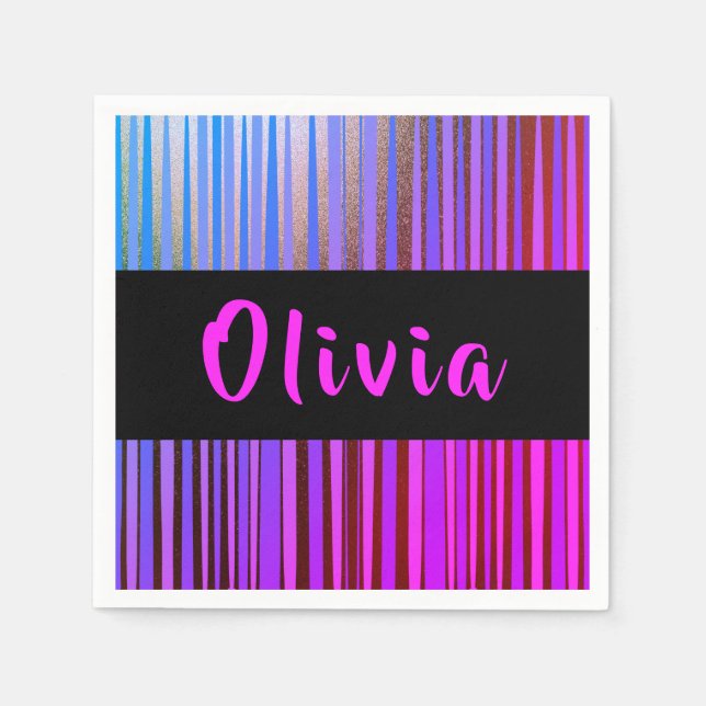 Personalized Name Neon Birthday Party Napkin (Front)