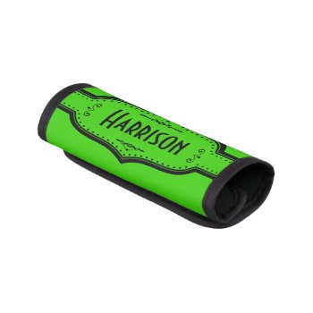 Personalized Name Neon Green Luggage Handle Wrap by azlaird at Zazzle