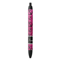 Personalized name neon hot pink glitter anchors pen