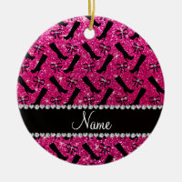 Personalized name neon hot pink glitter boots bows