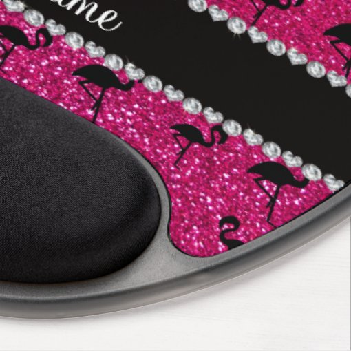 Personalized name neon hot pink glitter flamingos gel mouse pad Zazzle