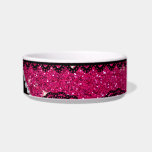 Personalized name neon hot pink glitter lace bowl<br><div class="desc">Modern, girly, chic and trendy black lace neon hot pink glitter (faux not real glitter) pattern and pretty bling black diamonds (not real diamonds) with beautiful hearts and dots stripe personalized with your name gifts or monogram gifts or your initials. Girly lace glitter gift ideas for women ideal for weddings....</div>