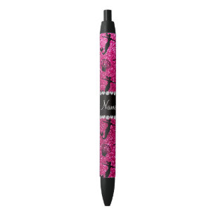 Personalized name neon hot pink glitter mermaids black ink pen