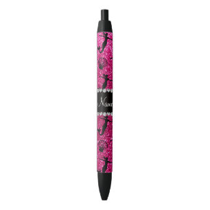 Personalized name neon hot pink glitter mermaids pen