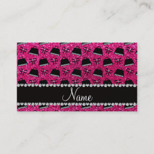 Personalized name neon hot pink glitter purses bow calling card