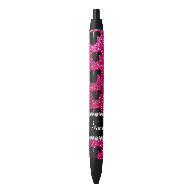 Personalized name neon hot pink glitter squirrel pen (Front Vertical)