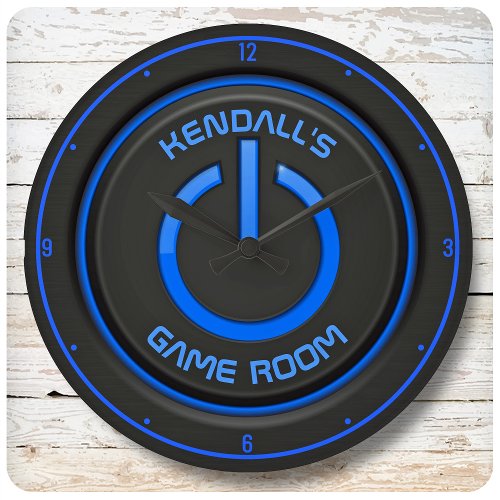 Personalized NAME Neon Power Button Game Room Sign Large Clock