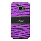 Personalized name neon purple glitter zebra stripe