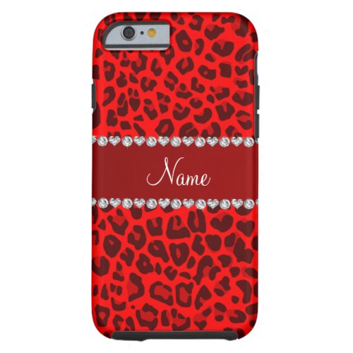 Personalized name neon red leopard pattern tough iPhone 6 case