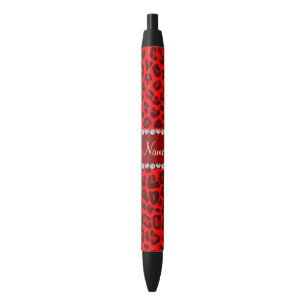 Personalized name neon red leopard pattern pen