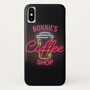 Personalized NAME Neon Style Coffee Shop Custom iPhone X Case