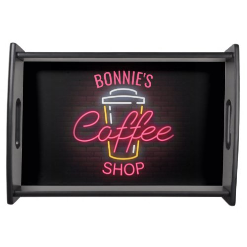 Personalized NAME Neon Style Coffee Shop Custom Serving Tray