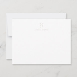 Personalized Name Neutral Bow Note Card