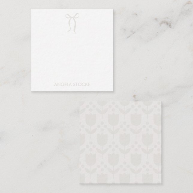 Personalized Name Neutral Bow Note Card (Front/Back)