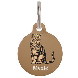Personalized Name & No Phone Orange Tabby Cat Pet ID Tag