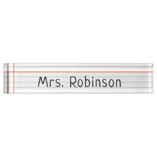Personalized Name Notebook Paper Teacher Desk Name Plate