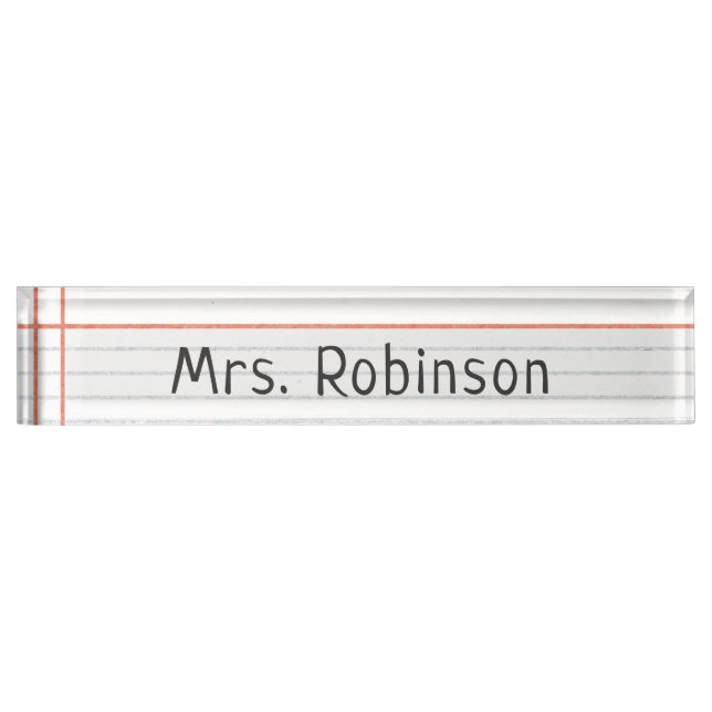 Personalized Name Notebook Paper Teacher Desk Name Plate (Front)