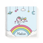 Personalized Name Notebook with Unicorn on Rainbow