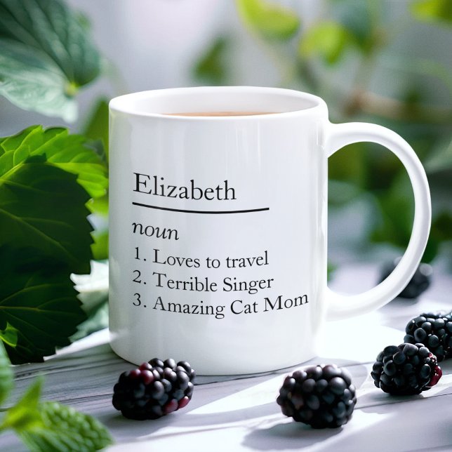 Personalized Name & Noun Definition Simple Minimal Coffee Mug (Creator Uploaded)