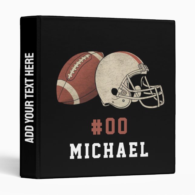 Personalized Name & Number American football       3 Ring Binder (Front/Spine)