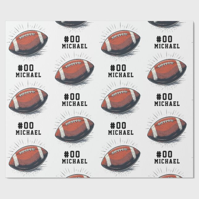 Personalized Name & Number American football       Wrapping Paper (Flat)