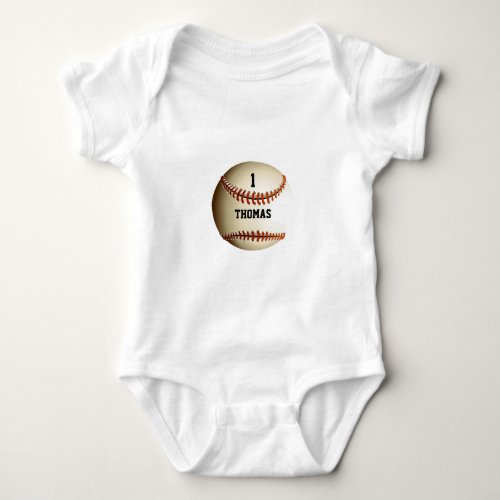 Personalized Name Number Baseball Baby Bodysuit