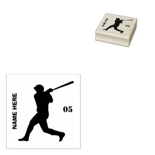 Personalized Name Number Baseball Rubber Stamp