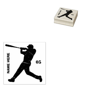 Personalized Name Number Baseball Rubber Stamp