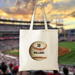 Personalized Name Number Baseball Sports Tote Bag<br><div class="desc">Personalized name and team number baseball gift. Designed by Thisisnotme©</div>