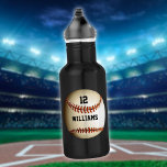 Personalized Name Number Baseball Stainless Steel Water Bottle<br><div class="desc">Personalized name and team number baseball gift. Designed by Thisisnotme©</div>